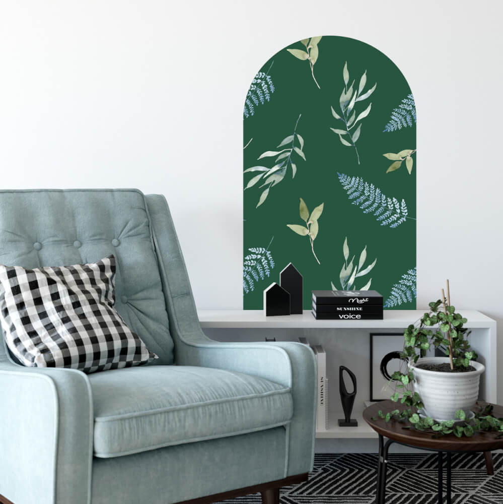 Autocollant mural au-dessus de la commode – Arc fleuri