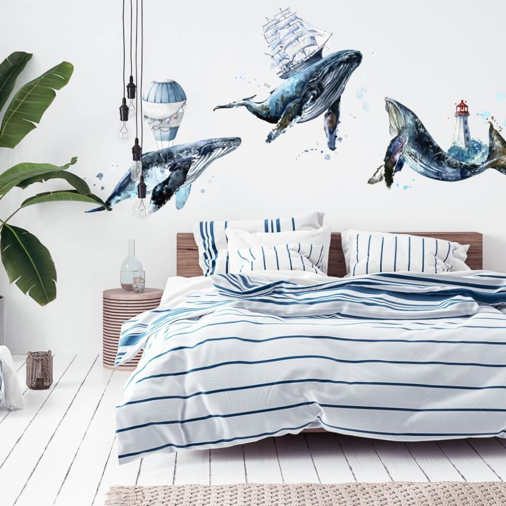 BALEINES - stickers muraux pour chambre