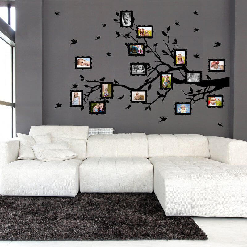 Sticker mural - Branche d'arbre avec cadres photos 9 x 13 cm