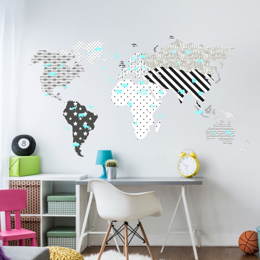 Sticker mural - Map Monde texturée