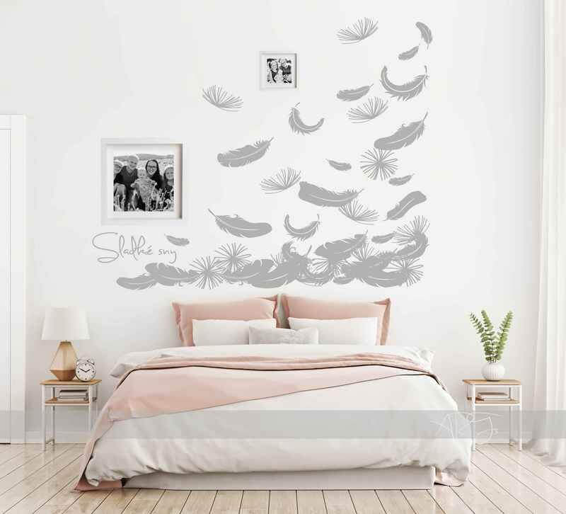 Sticker mural Plume de PVC créative maison autocollant de mur de fond de  canapé chambre à coucher droite