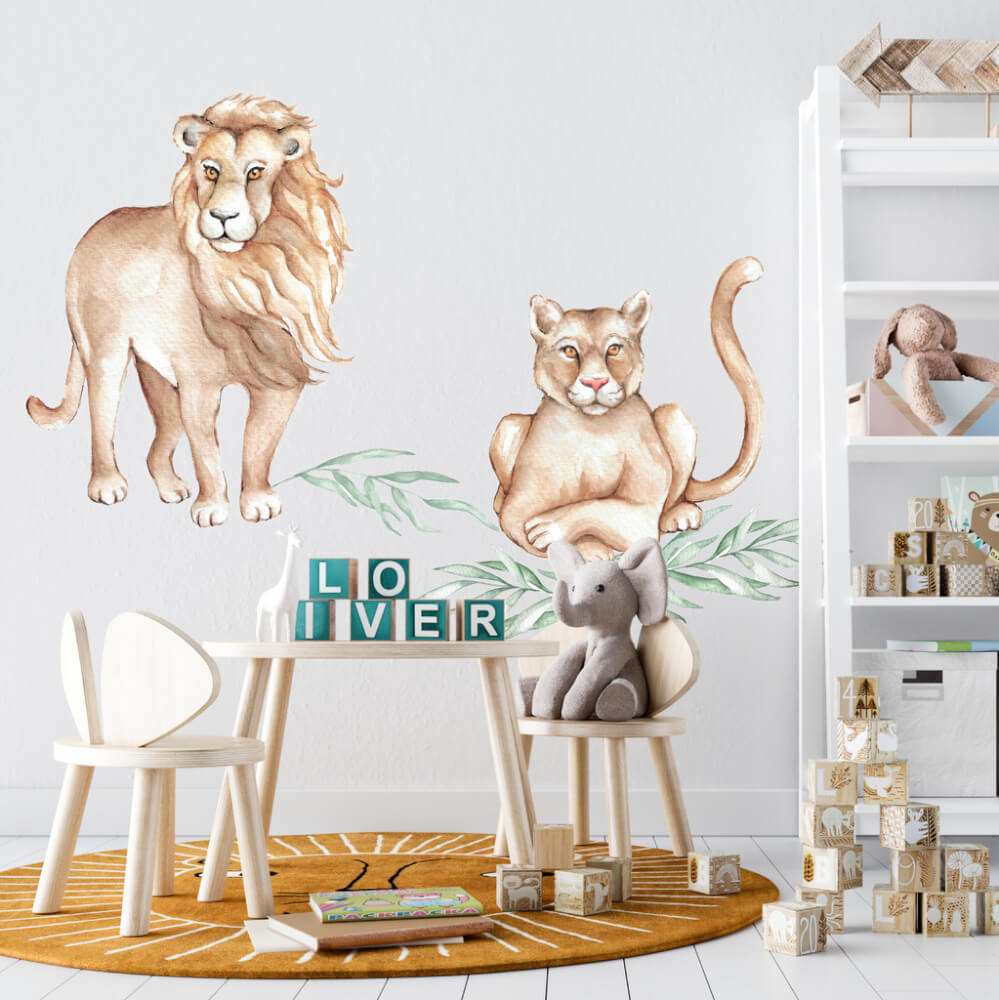 Sticker mural - Lions dans la savane