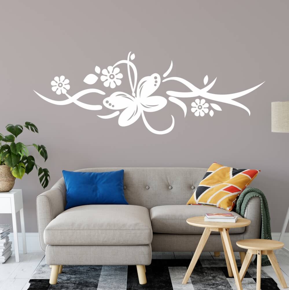 Sticker mural - Ornement avec papillon