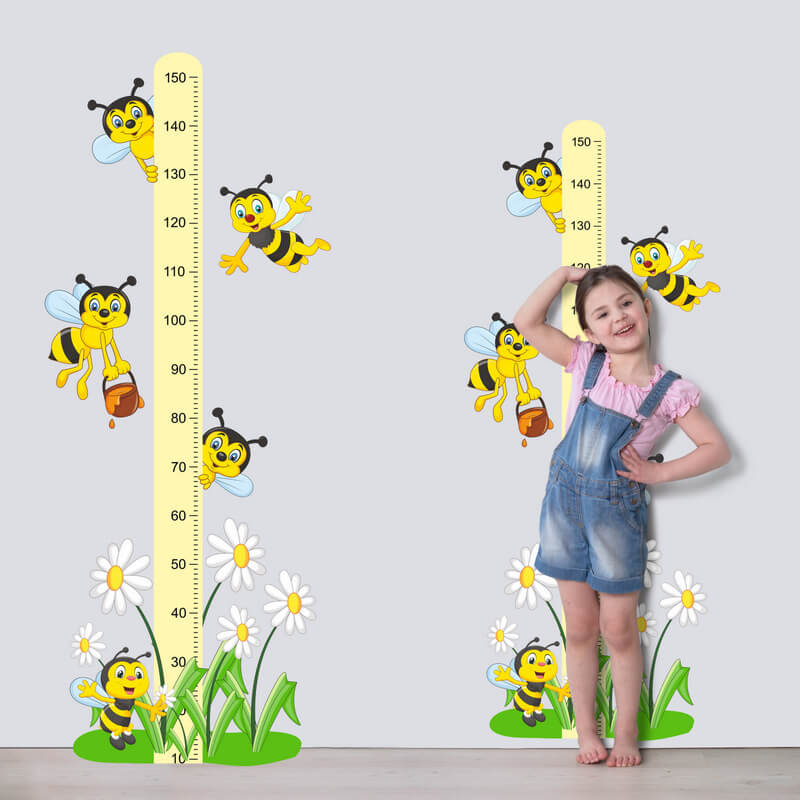 Sticker - Toise murale de 150cm avec abeilles