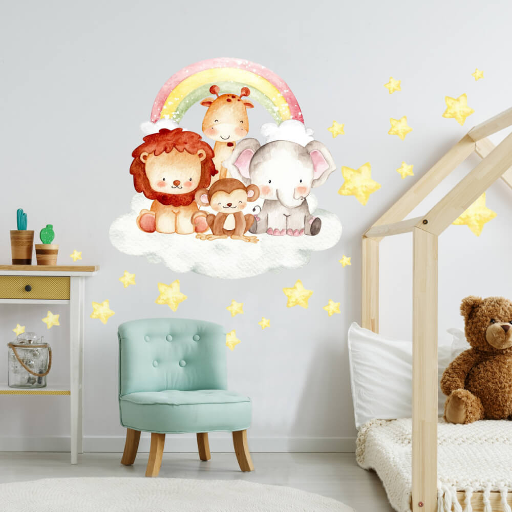 Stickers muraux enfants - Animaux sur le galet