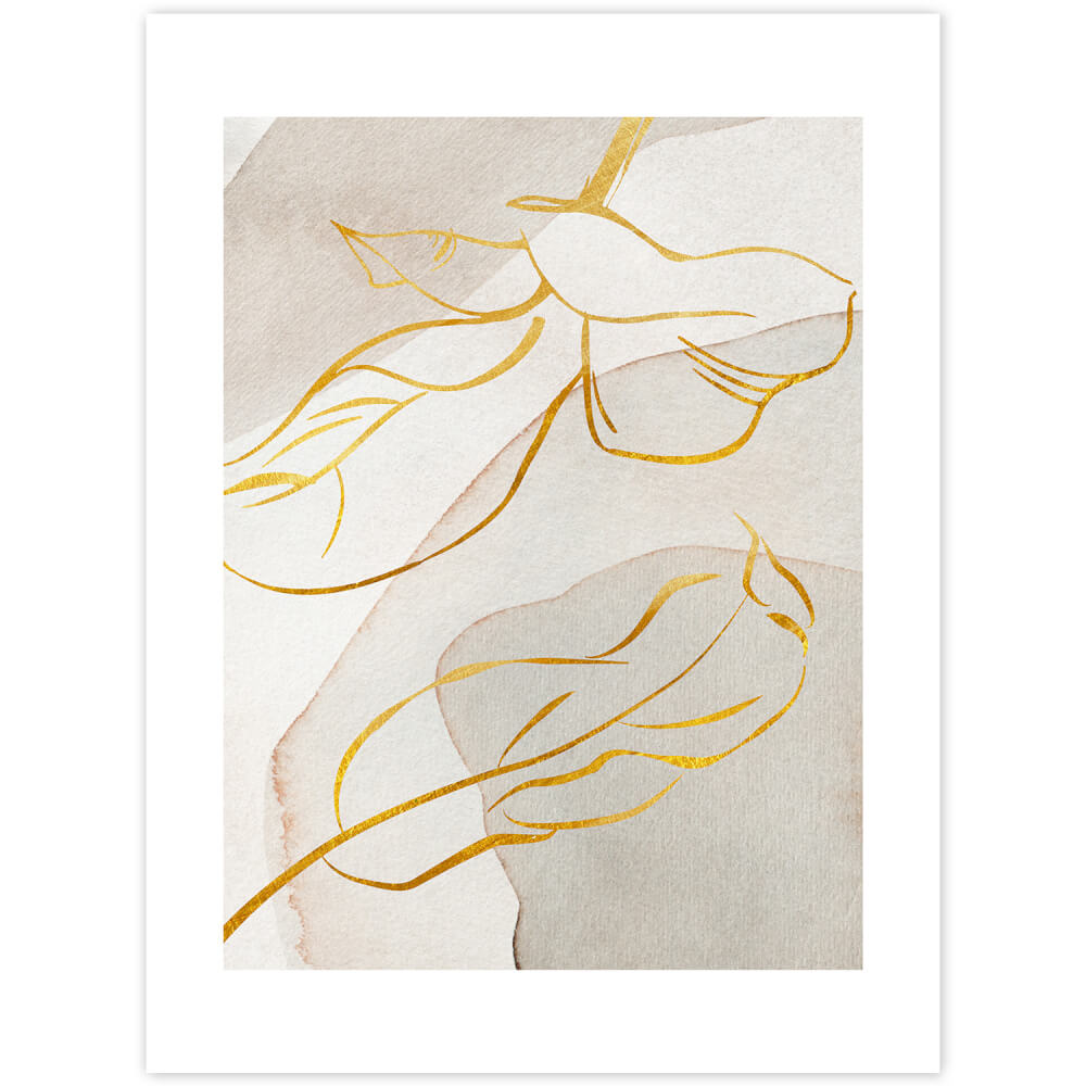 Tableau moderne avec les feuilles or jaune
