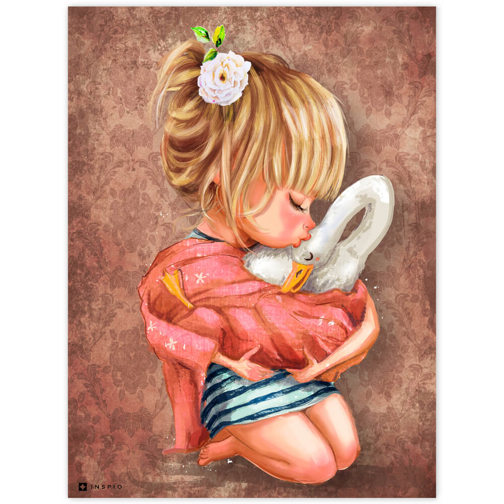 Tableau mural - Fille avec une oie