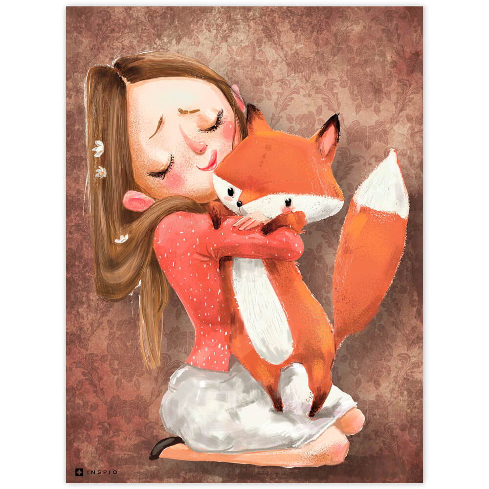 Tableau mural pour filles - Fille avec un renard