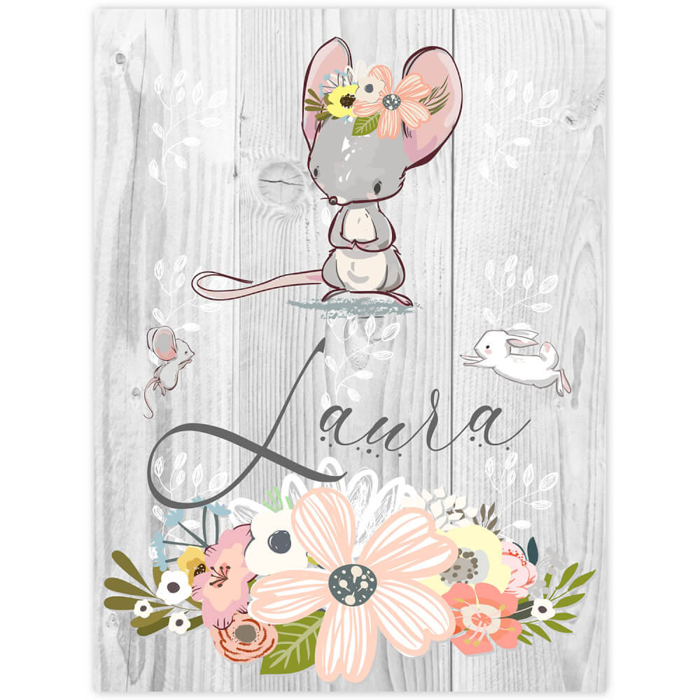 Tableau pour enfants - La souris avec le prénom, 	tableau personnalisé